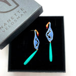 Load image into Gallery viewer, Small Duck with Turquoise- Earrings
