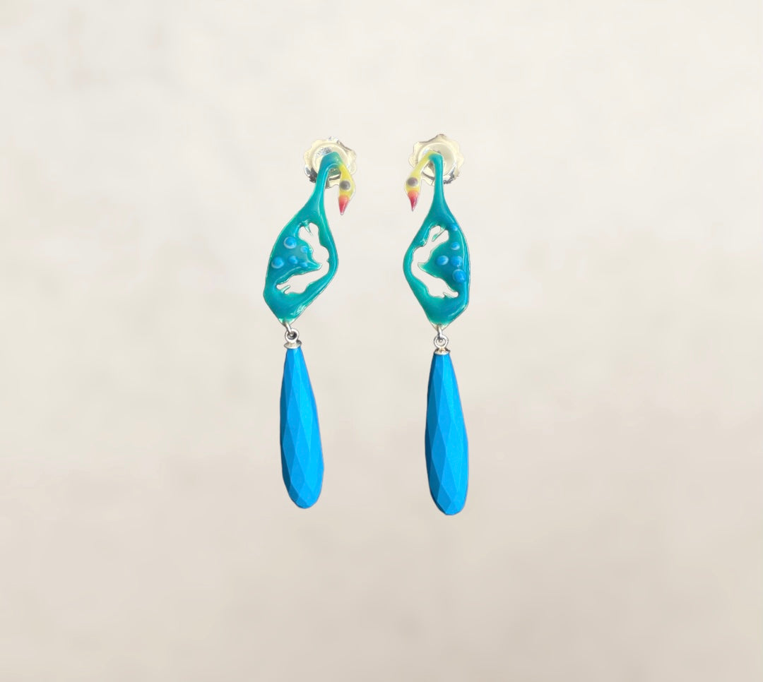 Small Duck with Turquoise- Earrings