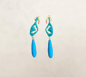 Small Duck with Turquoise- Earrings